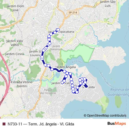 N733-11 bus Line Map