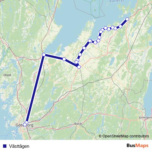 Västtågen rail Line Map