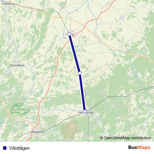 Västtågen rail Line Map