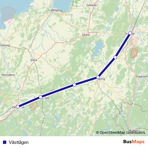 Västtågen rail Line Map