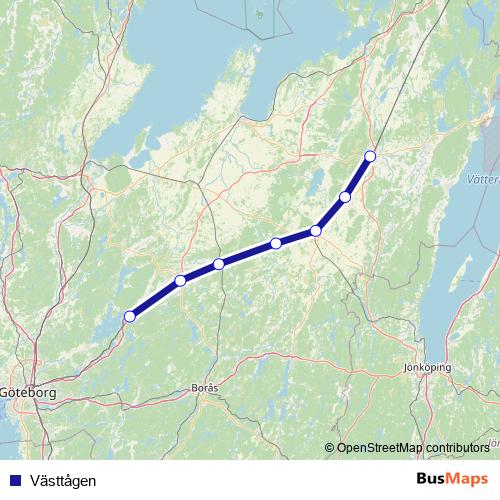 Västtågen rail Line Map