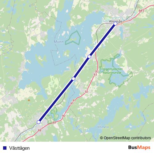 Västtågen rail Line Map