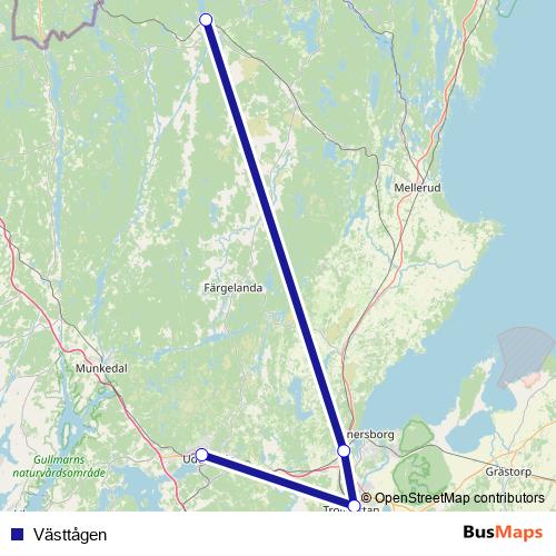 Västtågen rail Line Map