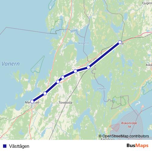 Västtågen rail Line Map
