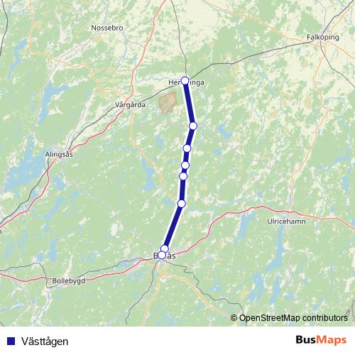 Västtågen rail Line Map