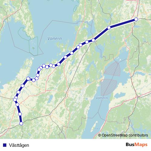 Västtågen rail Line Map