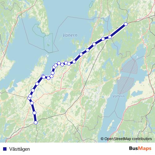 Västtågen rail Line Map