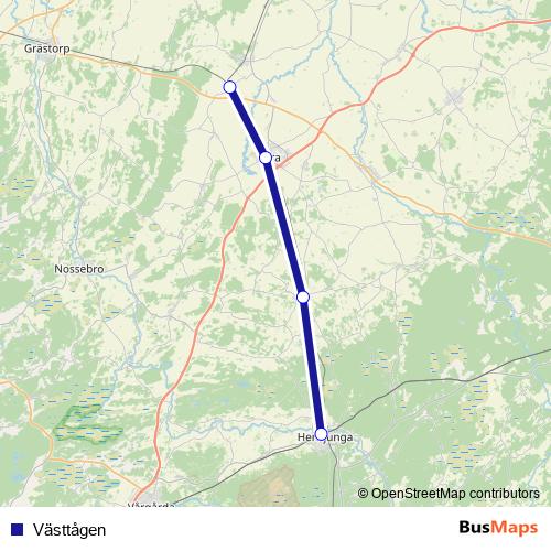 Västtågen rail Line Map