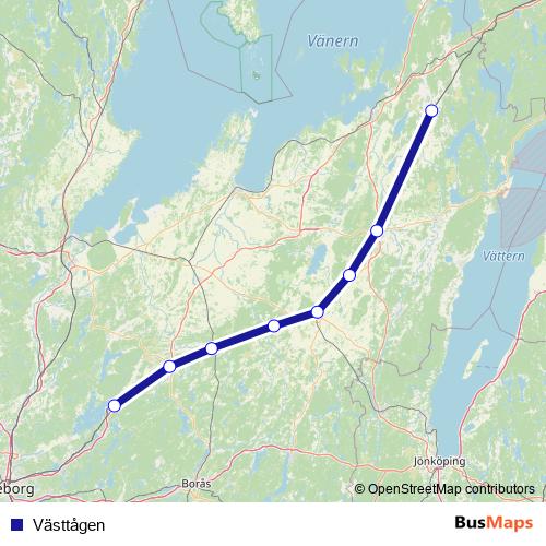 Västtågen rail Line Map