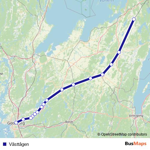 Västtågen rail Line Map