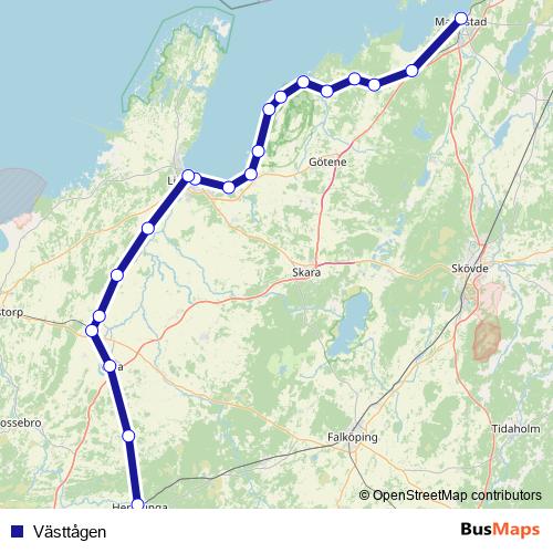 Västtågen rail Line Map
