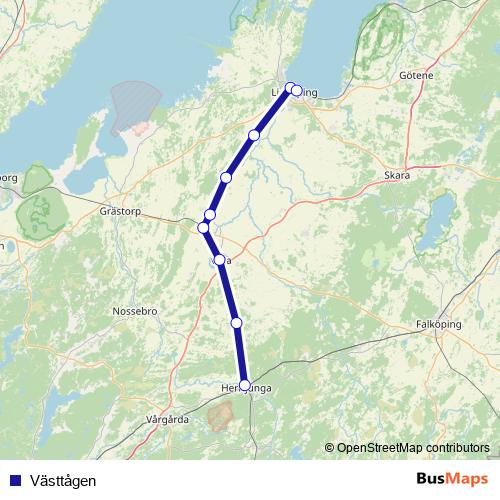 Västtågen rail Line Map