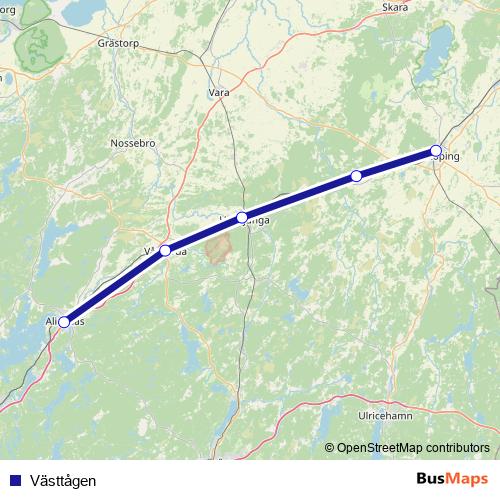 Västtågen rail Line Map
