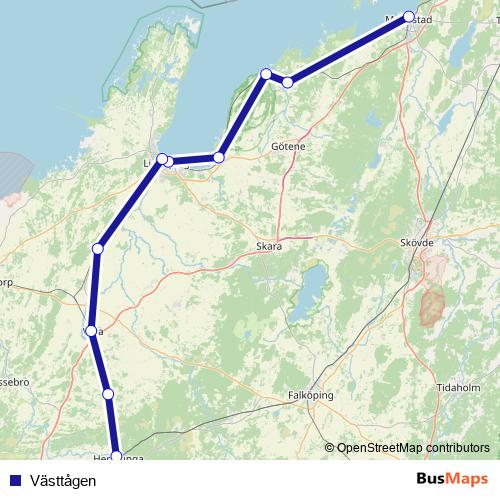 Västtågen rail Line Map