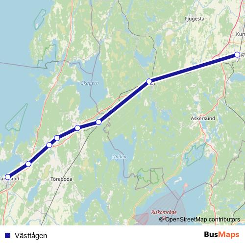 Västtågen rail Line Map