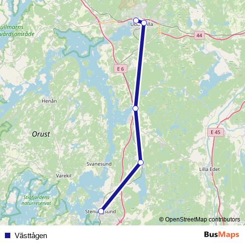 Västtågen rail Line Map