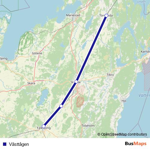 Västtågen rail Line Map