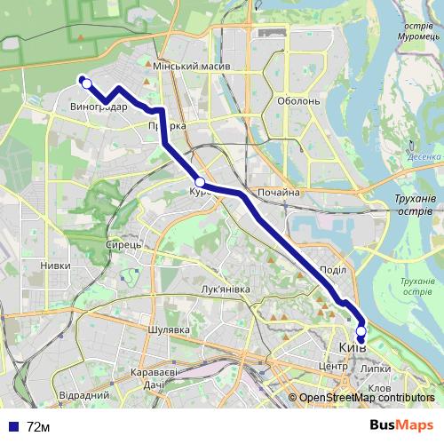 72м bus Line Map