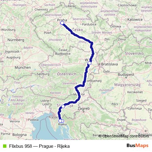 Flixbus 958 bus Line Map