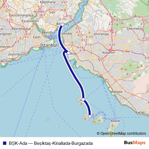 BŞK-Ada ferry Line Map