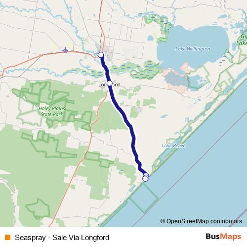 Seaspray - Sale Via Longford bus Line Map