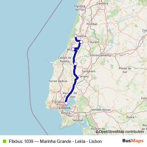 Flixbus 1039 bus Line Map