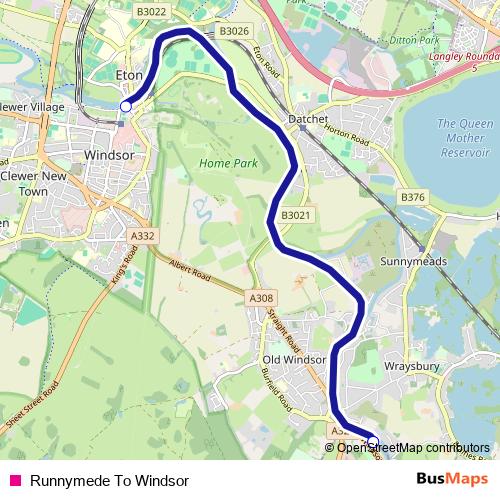 Runnymede To Windsor ferry Line Map