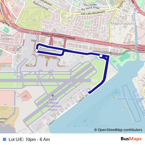 Lot U/E: 10pm - 6 Am bus Line Map