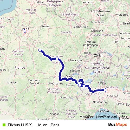 Flixbus N1529 bus Line Map