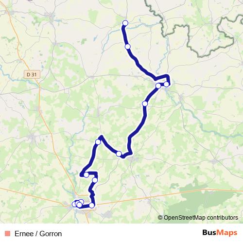 Ernee / Gorron bus Line Map