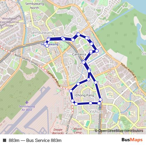 883m bus Line Map