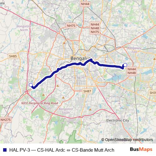 HAL PV-3 bus Line Map