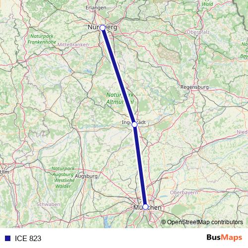 ICE 823 rail Line Map