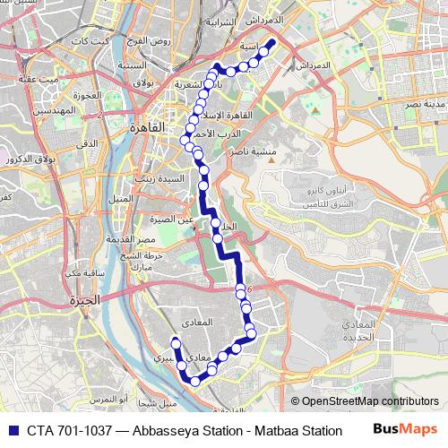CTA 701-1037 bus Line Map
