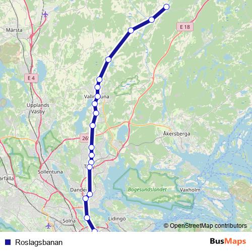 Roslagsbanan rail Line Map