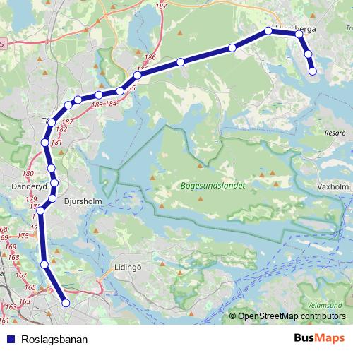 Roslagsbanan rail Line Map