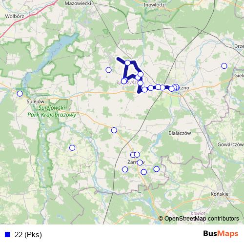 22 (Pks) bus Line Map