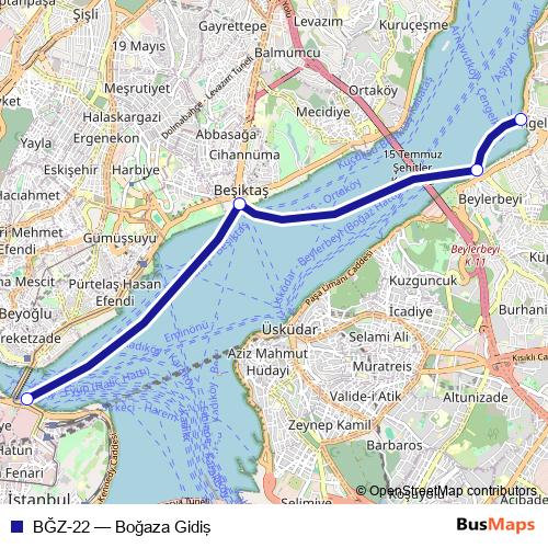 BĞZ-22 ferry Line Map