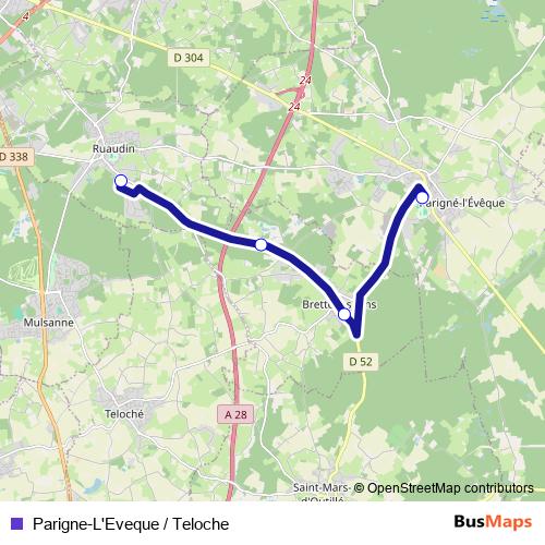 Parigne-L'Eveque / Teloche bus Line Map