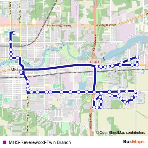 MHS-Reverewood-Twin Branch bus Line Map