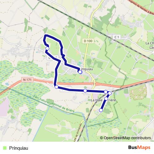 Prinquiau bus Line Map