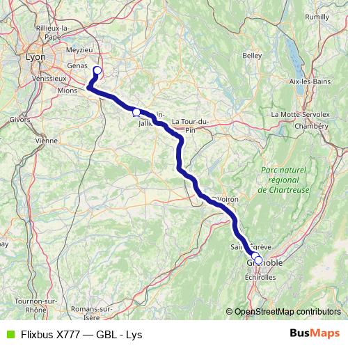 Flixbus X777 bus Line Map