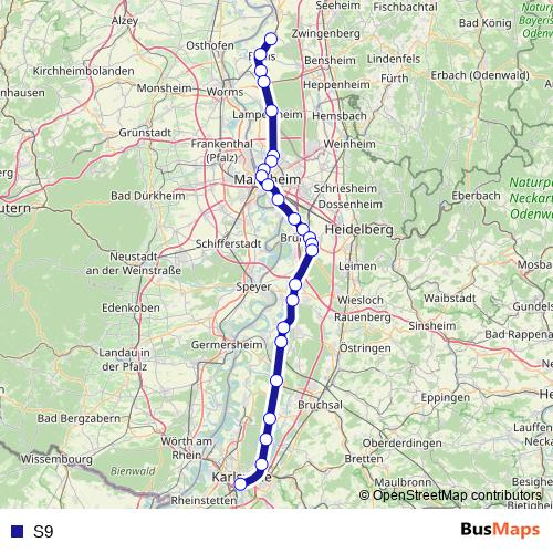 S9 tram Line Map