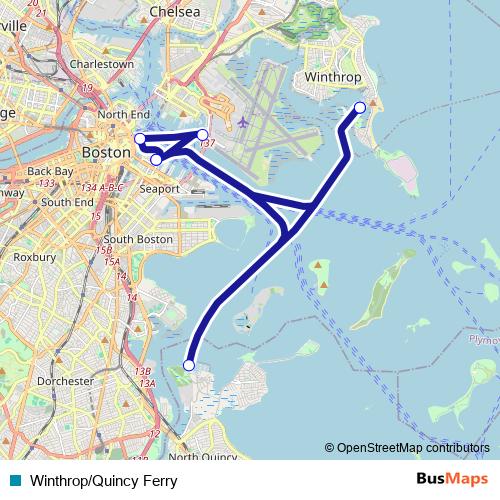 Winthrop/Quincy Ferry ferry Line Map