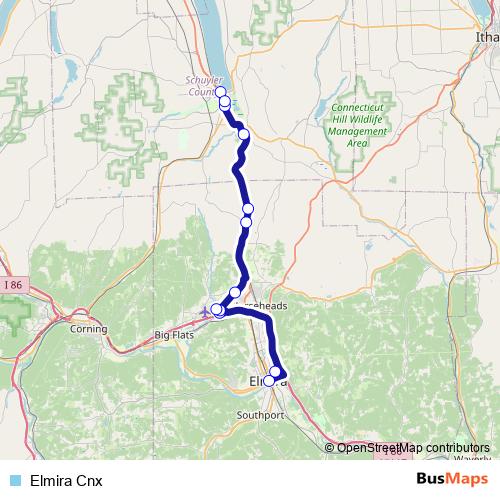 Elmira Cnx bus Line Map