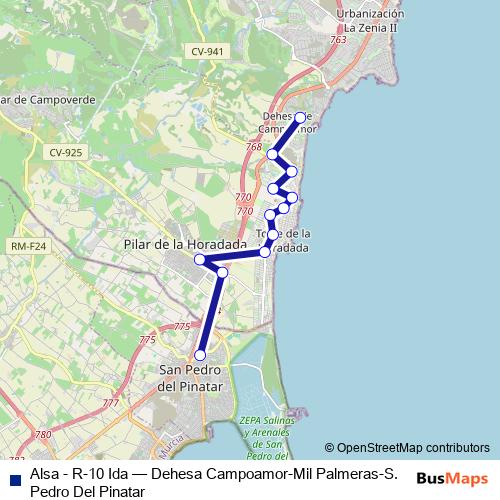 Alsa - R-10 Ida bus Line Map