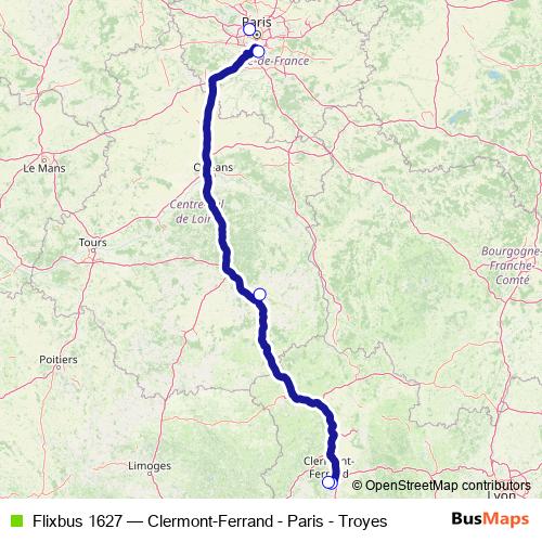 Flixbus 1627 bus Line Map