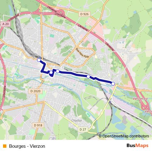 Bourges - Vierzon bus Line Map
