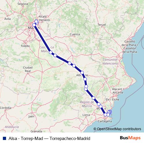Alsa - Torrep-Mad bus Line Map