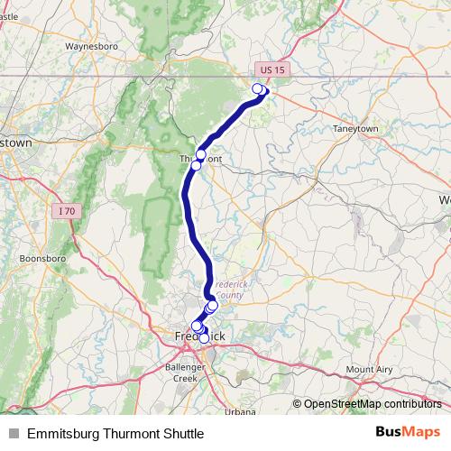 Emmitsburg Thurmont Shuttle bus Line Map